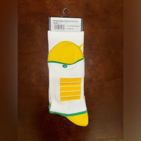 GEORGE MASON UNIVERSITY STRIDELINE CREW SOCKS NWT MEN’S SHOE SIZE 8-12 - Picture 2 of 2